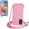 WenBaby Cover Compatible con Samsung Galaxy A51 5G,Cellulare Girocollo Custodia con Cordino TPU Corda Silicone Case Bumper per Samsung Galaxy A51 5G Custodia, Rosa