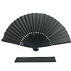 FANSOF.FANS Di FANSOF.FAN mano pieghevole ventilatore, tessuto di seta nero bambù costole mano Held ventilatore cinese con un sacchetto palmare matrimonio partito favore insegnanti regalo