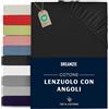 Dreamzie Lenzuolo Con Angoli Cotone - 70x190/200 - Oeko Tex certificato - Nero - Lenzuola Cotone 70x190/200