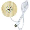 Cymwer Pratica sfera di cristallo luci notturne Base in legno Interruttore USB LED Lampada rotonda Ornamento Decorazione della tavola della camera da letto di casa (78 mm bianco caldo)