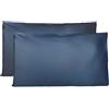 FARFALLAROSSA Coppia di Federe 100% Puro Cotone 40x80 CM, Set di 2 Tessuti per Cuscino Letto, Chiusura a Busta, Tinta Unita, Misura Standard - Blu Navy