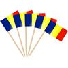 AhfuLife 100 Bandiere Stuzzicadenti Romania per Cocktail, Panini, Tazze di Carta, Torte, Frutta, Stoviglie, Forniture per Feste, Decorazioni Bar