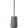 Zone Denmark Nova Scopino per WC, in porcellana e acciaio inox, con porta spazzolino, rivestimento soft touch, diametro 10,3 cm, altezza 37 cm, verde oliva (verde)
