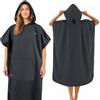 Hexify Poncho surf Uomo & Donna, Accappatoio poncho in microfibra, Poncho da spiaggia trasformabile/Tappetino da spiaggia, utile anche come telo per cambiarsi in spiaggia grigio M