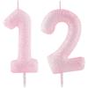 Zayin Candela per il 12° Compleanno Rosa, Candela Glitterata Numero 12, Candele Luminose, Decorazioni per Topper di Torta, Candela di Compleanno Felice per Ragazze, Ragazzi, Donne, Celebrazioni di