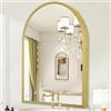 HLFMVWE Specchio da bagno ad arco da parete con cornice in lega di alluminio specchio per vanità soggiorno, camera da letto, ingresso piccolo 50 x 40 cm