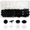 TOAOB THE ONE AND ONLY BABY TOAOB 150 Insiemi Bottoni a Pressione Automatici in Plastica T5 12mm Bianco e Neri per Cucito Creativo Fai da Te Scrapbooking