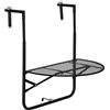 Outsunny Tavolo da Ringhiera Pieghevole in Metallo, Tavolino da Balcone con Altezza Regolabile per Ringhiere 3-11cm, 60x60x57-72cm, Nero