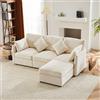Idemon Design moderno, divano in ciniglia, divano a tre posti, divano a quattro posti, divano ad angolo a forma di L con poggiapiedi, adatti per appartamenti (beige)