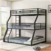 LinoraFurn Letto a castello, 90 x 200 cm, 120 x 200 cm e 140 x 200 cm, struttura in metallo, letto in ferro, letto a tre piani per bambini, ragazzi e adulti, senza materasso (nero)