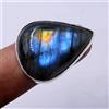 Nero Pietra Labradorite 925 Argento Sterling Artigianale Anello Tutte le Misure