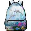 ZSOSIXDEAL Dino Semplice Cartone Animato Dinosauro Casual Borse Per Laptop Zaino Bookbag College Scuola Per Bambini Ragazzi Ragazza Adolescente Adulto Viaggio, Delfino Animale Oceano, L