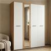 Dmora Guardaroba Grande Kasumo 158x204h cm Bianco Opaco Appendiabiti 5 Ripiani, Armadio Camera da Letto 4 Ante