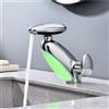 Yalsfowe Rubinetto per lavabo a LED con doccia estraibile, rubinetto per bagno a cascata 4 in 1 moderno, miscelatore per bagno a LED monoforo, rubinetto per lavabo,Cromo