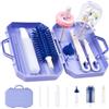 Vicloon Set Spazzole Biberon Da Viaggio, Portatile 3 In 1 Spazzola Per La Pulizia Di Biberon E Ciuccio, Scovolino In Silicone Per La Pulizia, Tettarella, Cannucce, Blu Nero