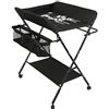 Willonin Fasciatoio pieghevole, fasciatoio con cesto portaoggetti, cintura di sicurezza e 4 ruote con freno, regolabile in altezza 74 x 63 x 92-98 cm, nero