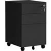 Relaxdays cassettiera su Ruote con 3 cassetti, Serratura, Metallo Nero, 60 x 39 x 52 cm