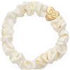 By Eloise London Gold Heart Silk Scrunchie colore Cream