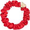 By Eloise London Gold Heart Silk Scrunchie colore Cherry Red
