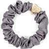 By Eloise London Gold Heart Silk Scrunchie colore Grey