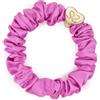 By Eloise London Gold Heart Silk Scrunchie colore Bubblegum Pink
