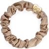 By Eloise London Gold Heart Silk Scrunchie colore Sand
