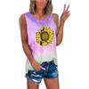 YTao Tank Tops for Women,Women's Summer Sunflower Tie-Dye Sleeveless Cre (Vinyl)