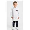 Nazareno Gabrielli Grembiule bianco asilo bambino con Zip Nazareno Gabrielli ricamo Moto 0736A26, BIANCO