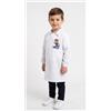Nazareno Gabrielli Grembiule bianco asilo bambino con abbottonatura laterale Nazareno Gabrielli ricamo Football 0702A26, BIANCO
