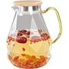 Generic Brocca per bevande in vetro con coperchio, contenitore per bevande di grande capacità da 2 litri con manico, sistema di brocca per tè resistente al calore, per acqua fredda, caffè, succhi di frutta