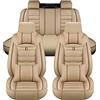 FFOCUS Coprisedili Auto in Pelle PU per BMW Serie 3/4 E46 E90 E91 E92 E93 F30 F31 F34 F35 G20 G21 F32 F33 F36,Coprisedile Anti Scivolo con Schienale Coprisedile Accessori Interni,A-Beige
