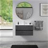 Parama Mobile da bagno sospeso 60 cm effetto cemento scuro con lavabo| Yili
