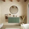 Parama Mobile bagno sospeso 100cm tre ante verde foresta cannettato con lavabo bianco lucido | Pelion