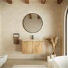 Parama Mobile bagno sospeso 60cm due ante rovere chiaro cannettato con lavabo bianco lucido | Pelion