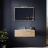 Parama Mobile bagno sospeso 100cm rovere naturale un cassetto soft-close con lavabo e specchio | Aoki