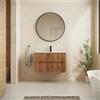 Parama Mobile bagno sospeso 100cm due cassetti rovere scuro cannettato con lavabo bianco lucido | Tigua