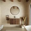 Parama Mobile bagno sospeso 60cm due ante rovere scuro cannettato con lavabo bianco lucido | Pelion