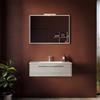 Parama Mobile bagno sospeso 100cm rovere cenere un cassetto soft-close con lavabo e specchio |Aoki