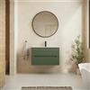 Parama Mobile bagno sospeso 80cm due cassetti verde foresta cannettato con lavabo bianco lucido | Tigua