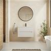 Parama Mobile bagno sospeso 100cm due cassetti bianco opaco cannettato con lavabo bianco lucido | Tigua
