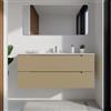 Parama Mobile bagno sospeso 120cm sabbia opaco due cassetti soft-close con lavabo bianco lucido | Bako