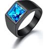 U7 Anello Uomo con Pietra Nera Onice Quadrata da 8mm Acciaio Inossidabile Anello Nero Uomo con Pietra in Cristallo Creato Taglia 27,5 Regalo per Uomo e Ragazzo