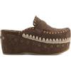 MOU CLOG LEATHER OVERSTITCHING DEEP BROWN