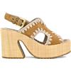 MOU RAFFIA PLATFROM WITH BACK STRAP COGNAC