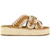 MOU JUTE SANDAL COGNAC ANTIQUE GOLD BUCKLE