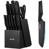 VEVOR Set di Coltelli da 15 Pezzi con Ceppo Portacoltelli e Acciaino, in Acciaio Inossidabile ad Alto Tenore di Carbonio, Coltello da Cucina con Impugnatura Ergonomica in PP, per Cuochi Amatoriali
