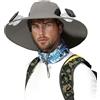 JokeLomple Cappello da Sole Estivo da Uomo con Tesa Larga, con Ventola di Ricarica Solare Staccabile e Ricarica USB Integrata, Cappello da Arrampicata e Pesca (Due Stili di Ventola)
