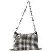 ARVALOLET Borsa a catena da donna, con strass, borsa da sera da donna, mini antigraffio, in metallo, doppia catena, con strass, for balli, feste, Nero