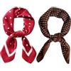 ZXTGBQ 2 Pcs Foulard Donna Estiva Primaverile, Sciarpa Quadrata Donna Per Collo E Testa, Elegante Bandana Da Spiaggia Con Pois, Accessorio Moda Per Capelli O Borsa, Bandana Rossa E Marrone