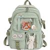Zuvify LYEAA Zaino Kawaii con se e ciondolo a forma di anim di peluche, de e ragazze, stile preppy in PVC patchwork trarente, zaino for la scuola, gran ità, Stile D, Ver, 40 x 30 x 11